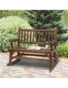 Outsunny Garden 2-Seater Rocking Bench, Dark Stain Brown 84A-133 2