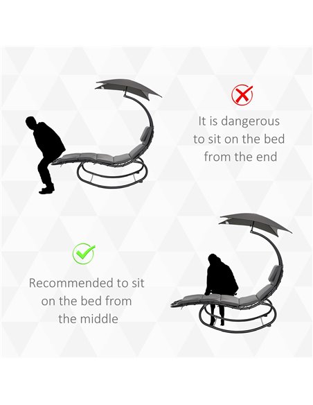Outsunny Rocking Chaise Lounge with Canopy, Cushioned Bed & Headrest Pillow for Patio Comfort, Beige 84A-179V70 - pic 64636 | FastDaddyshop
