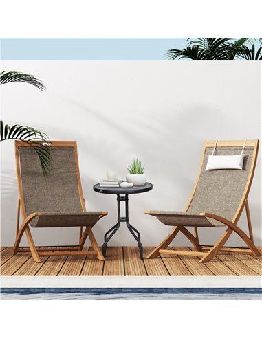 Outsunny Round Metal Garden Table, 60cm Diameter Tempered Glass Top, Outdoor Patio Furniture, Black 84B-147
