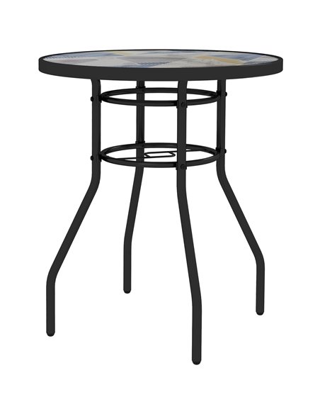 Outsunny Garden Table with Tempered Glass Top, Printed Design, Steel Frame, for Porch, Multicolour 84G-399V00MX - pic 64659 | FastDaddyshop