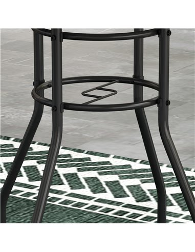 Outsunny Garden Table with Tempered Glass Top, Printed Design, Steel Frame, for Porch, Multicolour 84G-399V00MX