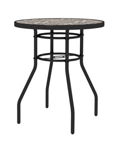 Outsunny Tempered Glass Top Garden Table, Tan Brown 84G-399V00TN