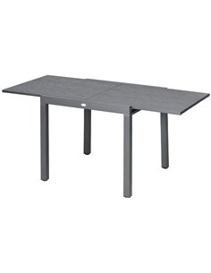 Outsunny Extendable Garden Table for 6 with Aluminium Frame, Steel Tabletop, Dark Grey 84G-376V00CG