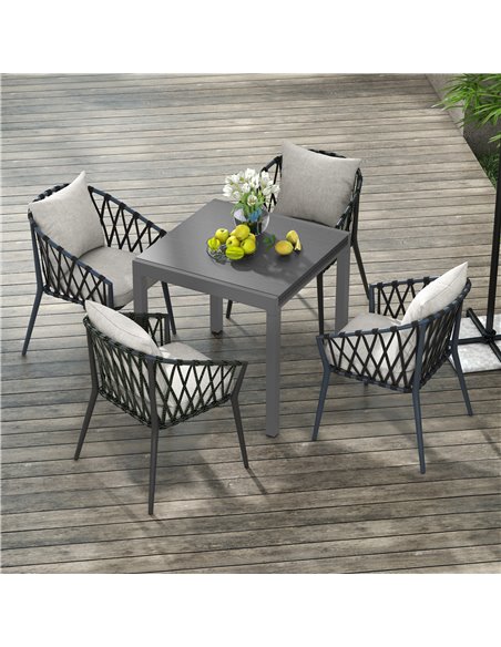 Outsunny Extendable Garden Table for 6 with Aluminium Frame, Steel Tabletop, Dark Grey 84G-376V00CG - pic 64678 | FastDaddyshop
