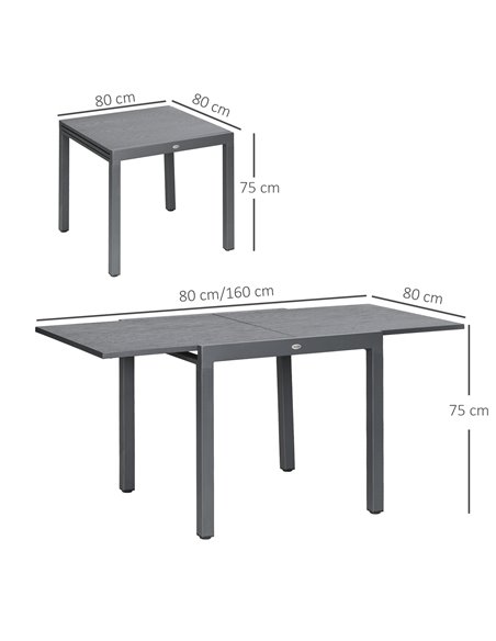 Outsunny Extendable Garden Table for 6 with Aluminium Frame, Steel Tabletop, Dark Grey 84G-376V00CG - pic 64679 | FastDaddyshop