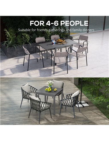 Outsunny Extendable Garden Table for 6 with Aluminium Frame, Steel Tabletop, Dark Grey 84G-376V00CG