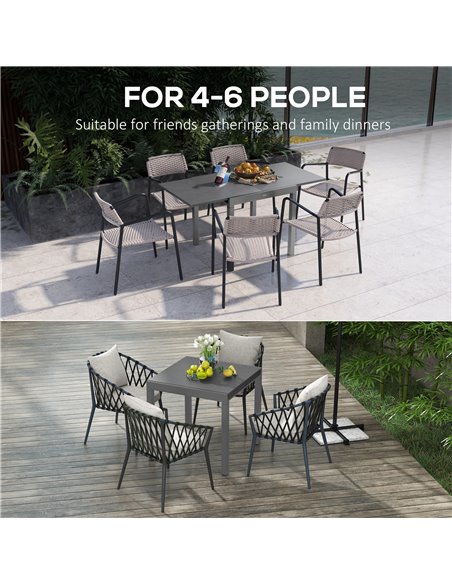 Outsunny Extendable Garden Table for 6 with Aluminium Frame, Steel Tabletop, Dark Grey 84G-376V00CG - pic 64680 | FastDaddyshop