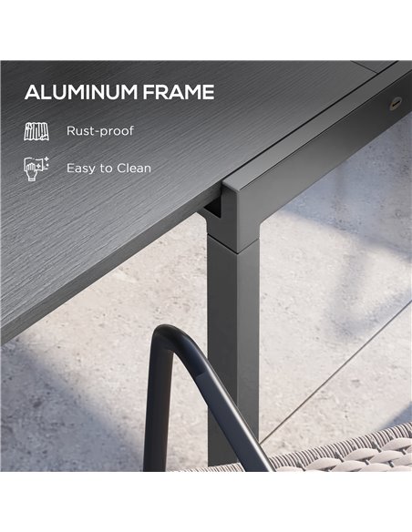 Outsunny Extendable Garden Table for 6 with Aluminium Frame, Steel Tabletop, Dark Grey 84G-376V00CG - pic 64681 | FastDaddyshop