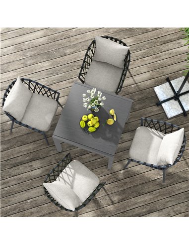 Outsunny Extendable Garden Table for 6 with Aluminium Frame, Steel Tabletop, Dark Grey 84G-376V00CG