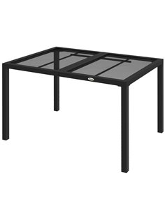 Outsunny Steel Frame Garden Table with Metal Wire Top, for Patio, Balcony, Grey 84G-255V00GY