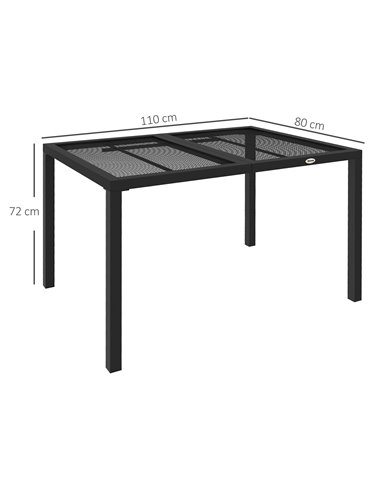 Outsunny Steel Frame Garden Table with Metal Wire Top, for Patio, Balcony, Grey 84G-255V00GY