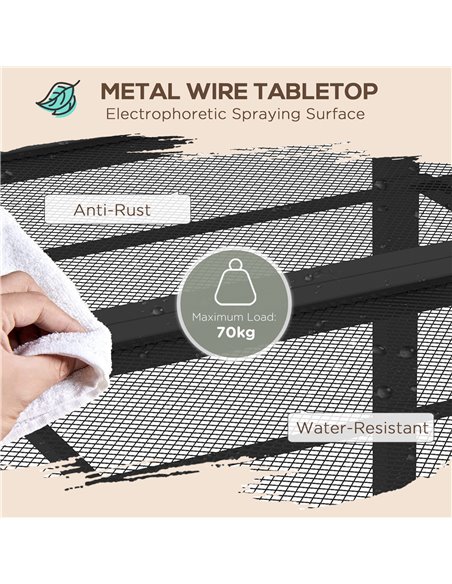 Outsunny Steel Frame Garden Table with Metal Wire Top, for Patio, Balcony, Grey 84G-255V00GY - pic 64689 | FastDaddyshop