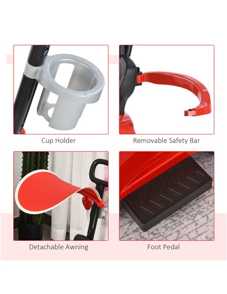 HOMCOM 3 in 1 Ride On Push Along Car Mercedes Benz for Toddlers Stroller Sliding Walking Car with Sun Canopy Horn Safety Bar Cup - pic 6469 | FastDaddyshop