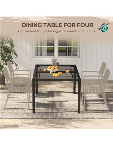 Outsunny Steel Frame Garden Table with Metal Wire Top, for Patio, Balcony, Grey 84G-255V00GY