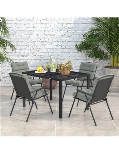 Outsunny Steel Frame Garden Table with Metal Wire Top, for Patio, Balcony, Grey 84G-255V00GY