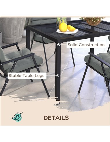 Outsunny Steel Frame Garden Table with Metal Wire Top, for Patio, Balcony, Grey 84G-255V00GY