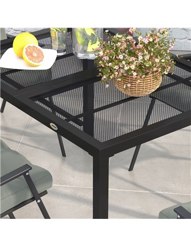 Outsunny Steel Frame Garden Table with Metal Wire Top, for Patio, Balcony, Grey 84G-255V00GY
