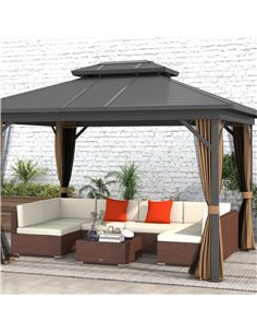 Outsunny Seven-Piece Garden Rattan Set, with Glass-Top Table - Brown 860-027V71MB 2