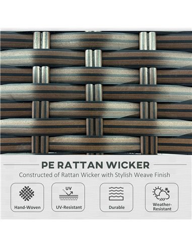 Outsunny Seven-Piece Garden Rattan Set, with Glass-Top Table - Brown 860-027V71MB