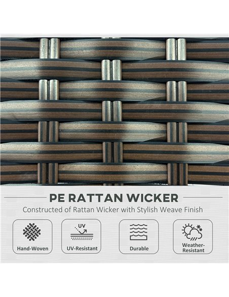 Outsunny Seven-Piece Garden Rattan Set, with Glass-Top Table - Brown 860-027V71MB - pic 64699 | FastDaddyshop