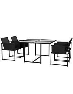 Outsunny 5 Piece Garden Dining Set, Black 84G-258V00BK