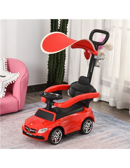 Homcom 3 in 1 Ride On Push Along Car Mercedes Benz with Sun Canopy, Red - pic 6471 | FastDaddyshop