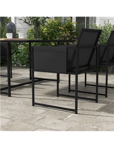 Outsunny 5 Piece Garden Dining Set with Breathable Mesh Seat, Adjustable Backrest, Tempered Glass Table Top for Patio, Black 84G