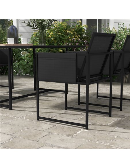 Outsunny 5 Piece Garden Dining Set with Breathable Mesh Seat, Adjustable Backrest, Tempered Glass Table Top for Patio, Black 84G - pic 64710 | FastDaddyshop