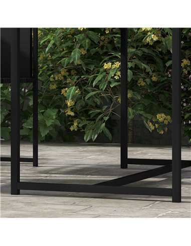 Outsunny 5 Piece Garden Dining Set with Breathable Mesh Seat, Adjustable Backrest, Tempered Glass Table Top for Patio, Black 84G