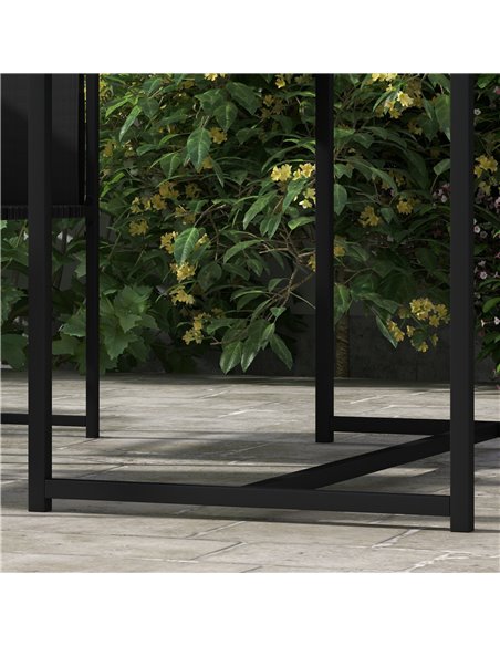 Outsunny 5 Piece Garden Dining Set with Breathable Mesh Seat, Adjustable Backrest, Tempered Glass Table Top for Patio, Black 84G - pic 64712 | FastDaddyshop