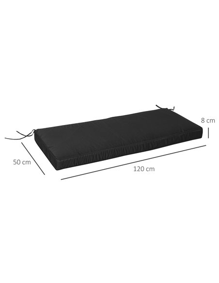 Outsunny Loveseat Cushion for 2 Seater Garden Bench, Comfortable Seat Pad for Outdoor Furniture, 120 x 50 x 8 cm, Black 84B-516V - pic 64715 | FastDaddyshop