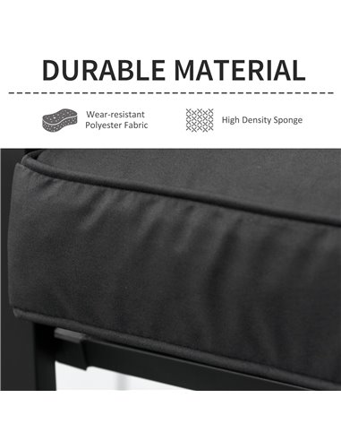 Outsunny Loveseat Cushion for 2 Seater Garden Bench, Comfortable Seat Pad for Outdoor Furniture, 120 x 50 x 8 cm, Black 84B-516V
