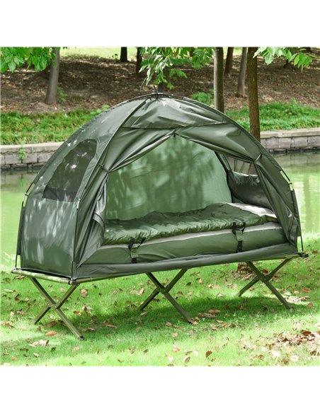 Outsunny 1 person Foldable Camping Tent w/Sleeping Bag Air Mattress Outdoor Hiking Picnic Bed cot w/Foot Pump B2-0006 - pic 64731 | FastDaddyshop