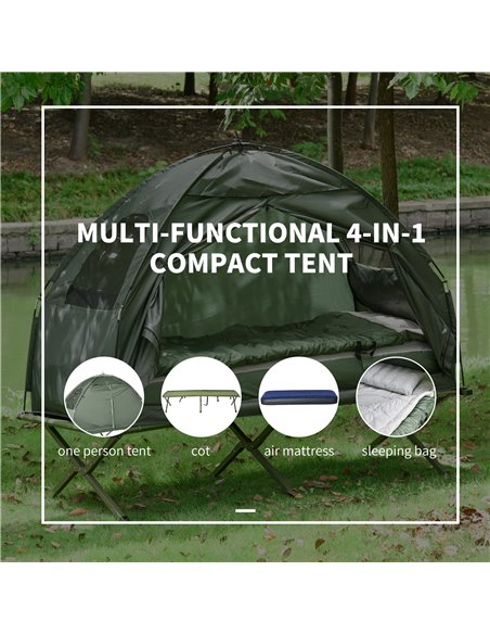 Outsunny 1 person Foldable Camping Tent w/Sleeping Bag Air Mattress Outdoor Hiking Picnic Bed cot w/Foot Pump B2-0006 - pic 64733 | FastDaddyshop