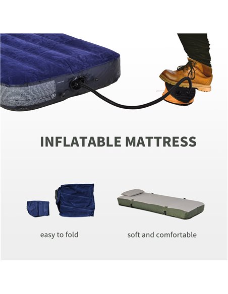 Outsunny 1 person Foldable Camping Tent w/Sleeping Bag Air Mattress Outdoor Hiking Picnic Bed cot w/Foot Pump B2-0006 - pic 64735 | FastDaddyshop