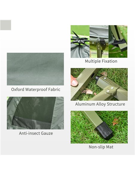 Outsunny 1 person Foldable Camping Tent w/Sleeping Bag Air Mattress Outdoor Hiking Picnic Bed cot w/Foot Pump B2-0006 - pic 64736 | FastDaddyshop