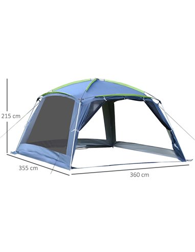 Outsunny Portable Camping Tent, 5-8 Person Dome Tent, Outdoor Screen House, Sun Shelter, 360°x355x215cm, Dark Blue/Green A20-019