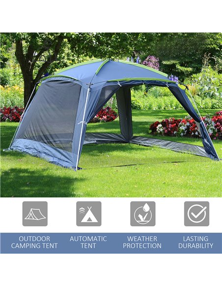 Outsunny Portable Camping Tent, 5-8 Person Dome Tent, Outdoor Screen House, Sun Shelter, 360°x355x215cm, Dark Blue/Green A20-019 - pic 64742 | FastDaddyshop
