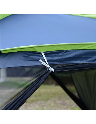 Outsunny Portable Camping Tent, 5-8 Person Dome Tent, Outdoor Screen House, Sun Shelter, 360°x355x215cm, Dark Blue/Green A20-019