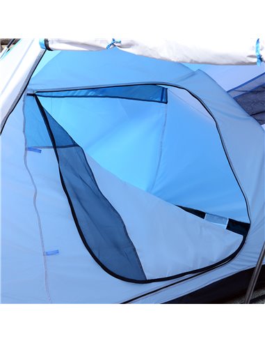 Outsunny 4-6 Man Camping Tent w/ Two Bedroom, Hiking Sun Shelter, UV Protection Tunnel Tent, Blue and White A20-044