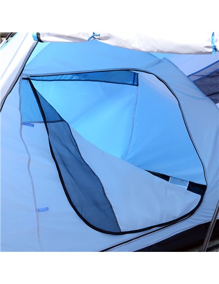Outsunny 4-6 Man Camping Tent w/ Two Bedroom, Hiking Sun Shelter, UV Protection Tunnel Tent, Blue and White A20-044 - pic 64755 | FastDaddyshop