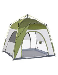 Outsunny 4 Person Automatic Camping Tent, Outdoor Pop Up Tent, Portable Backpacking Dome Shelter, Green A20-054GN
