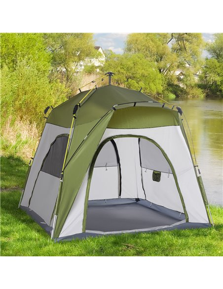 Outsunny 4 Person Automatic Camping Tent, Outdoor Pop Up Tent, Portable Backpacking Dome Shelter, Green A20-054GN - pic 64758 | FastDaddyshop
