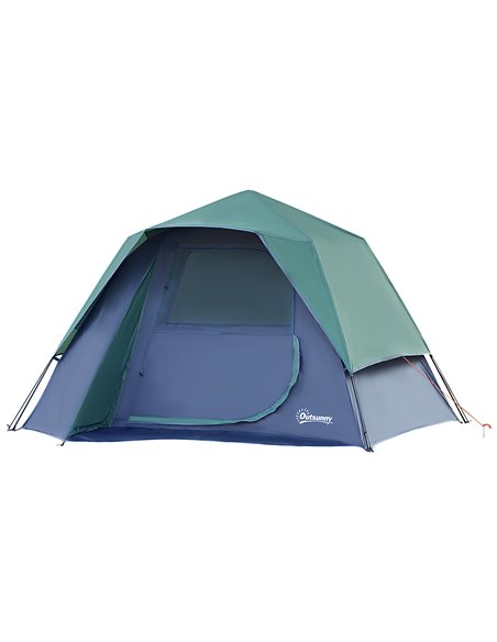 Outsunny Lightweight Camping Tent, 3/4 Person, Fibreglass Frame, Waterproof, Green A20-123 - pic 64766 | FastDaddyshop