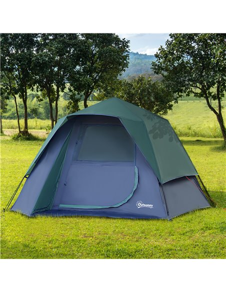 Outsunny Lightweight Camping Tent, 3/4 Person, Fibreglass Frame, Waterproof, Green A20-123 - pic 64767 | FastDaddyshop