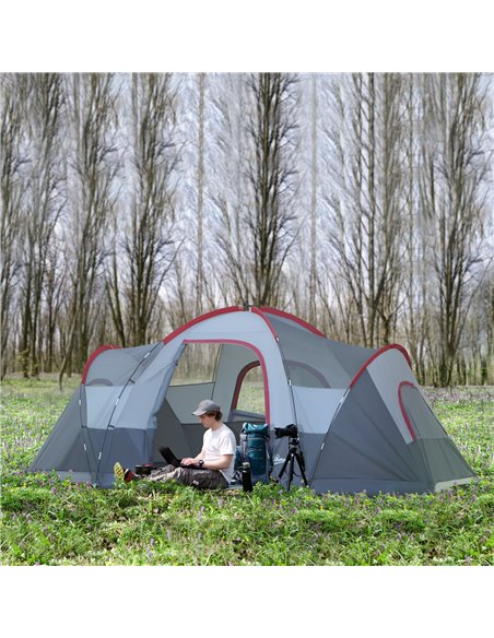 Outsunny 5-6 Man Dome Camping Tent Hiking Shelter UV Protection Water Resistant Tunnel Sun Shade - Grey A20-132 - pic 64776 | FastDaddyshop