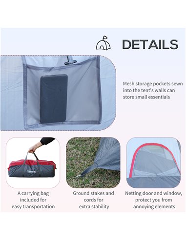 Outsunny 5-6 Man Dome Camping Tent Hiking Shelter UV Protection Water Resistant Tunnel Sun Shade - Grey A20-132