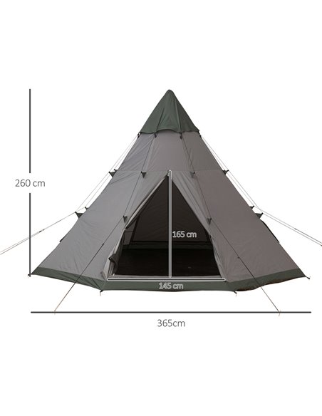 Outsunny 6 Men Tipi Tent, Camping Teepee Family Tent w/ Mesh Windows Zipped Door Carry Bag, Easy Set Up for Hiking Picnics Outdo - pic 64786 | FastDaddyshop