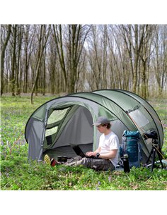 Outsunny Pop-up Camping Tent 4-5 Person, Waterproof with 2 Mesh & PVC Windows, Portable Carry Bag, Dark Green A20-169 2