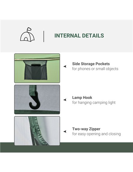 Outsunny Pop-up Camping Tent 4-5 Person, Waterproof with 2 Mesh & PVC Windows, Portable Carry Bag, Dark Green A20-169 - pic 64798 | FastDaddyshop